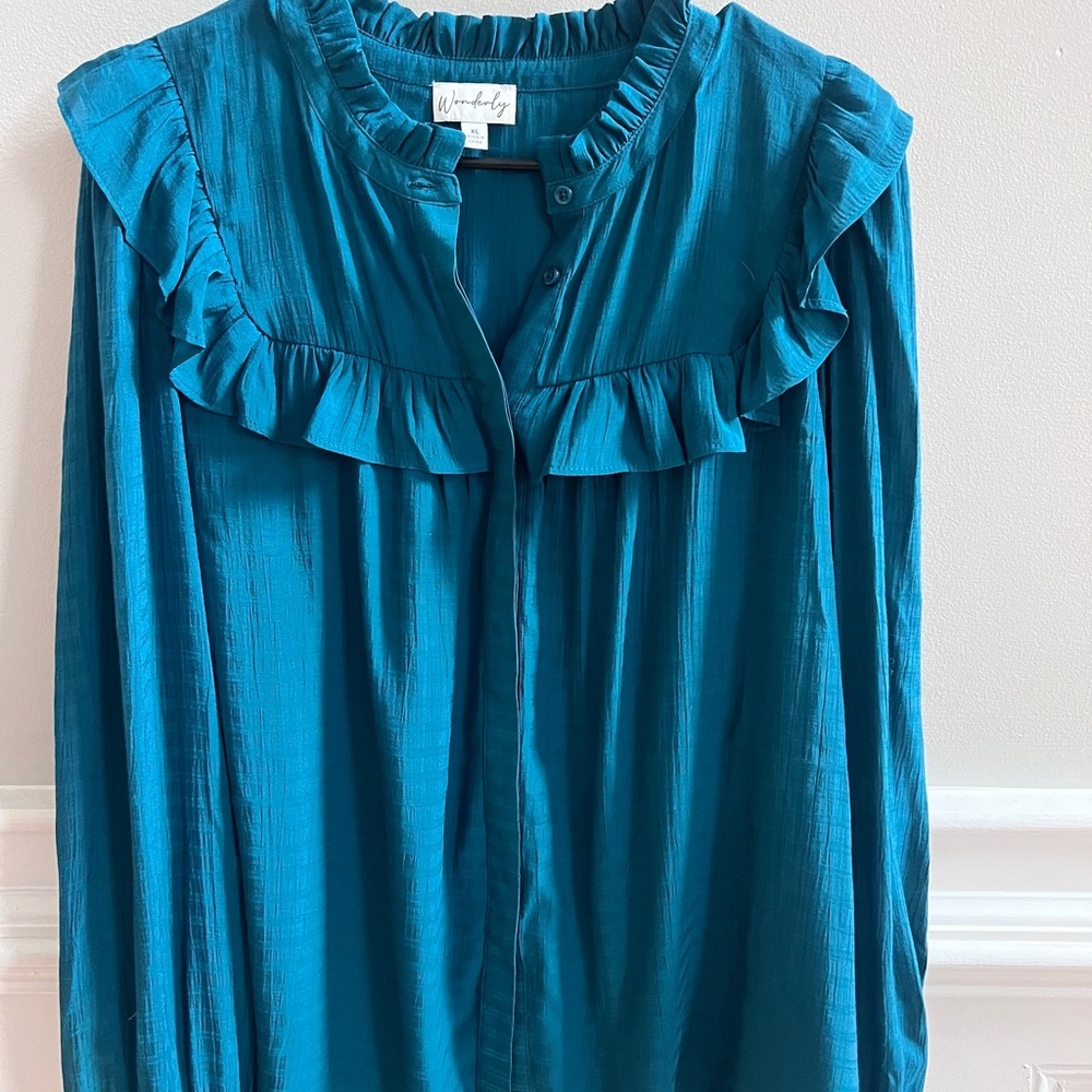 💙 Wonderly Ruffle Long Sleeve Blouse | Size XL